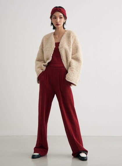 輕暖感舒適落地寬褲